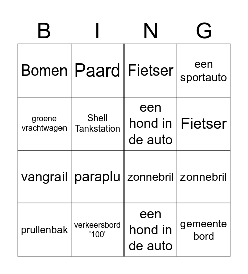 bus bingo Card