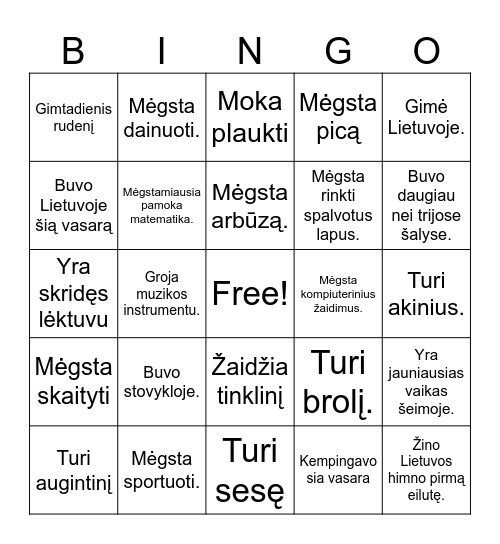 Zmoniu Bingo Card
