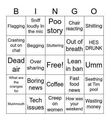 The quartering bingo Card