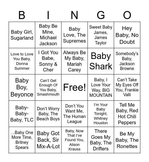 BABY BINGO Card