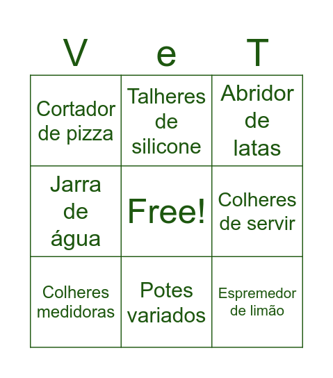Chá de Casa Nova! Bingo Card