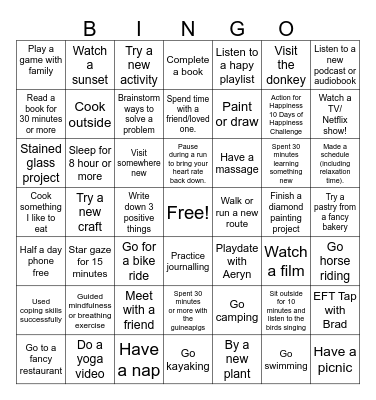 Holly's Summer Bingo Card