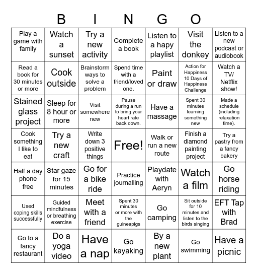 Holly's Summer Bingo Card