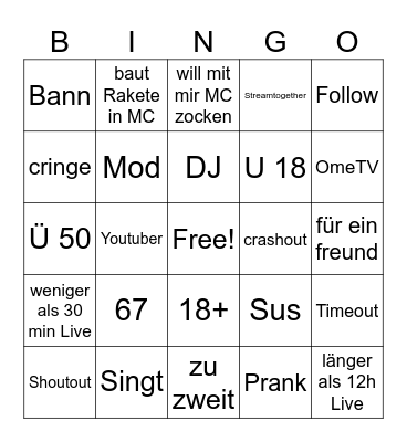 Twitch Bingo Card