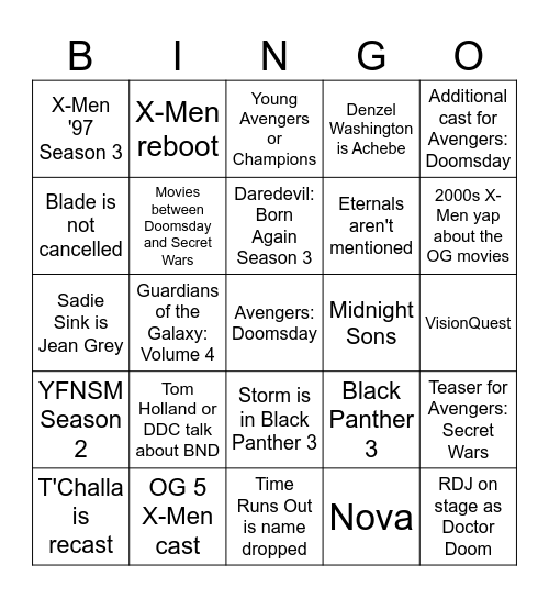 Untitled Bingo Card