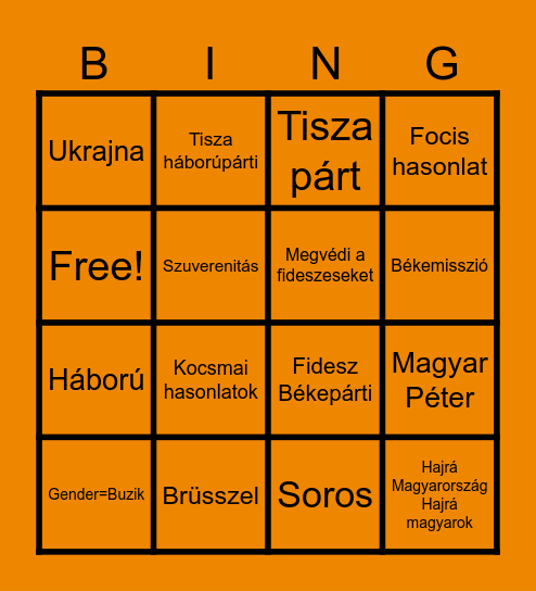 OV 2026 Beszéd Bingo Card