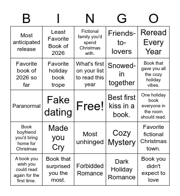 Holiday Reads Bingo Card