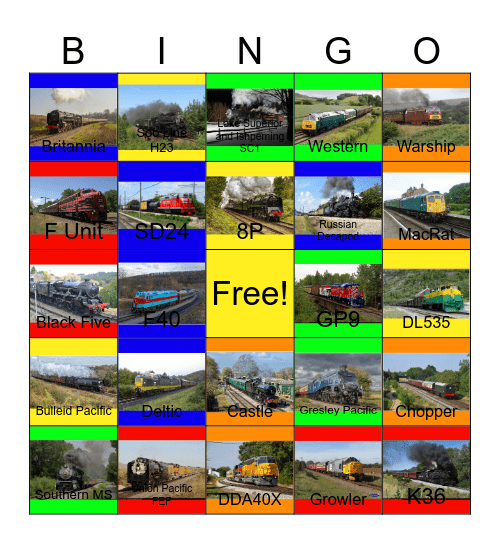 Heritage Railroads that I would like to work before I becoming a sushi chef after I'm done at the commissary one day Bingo Card