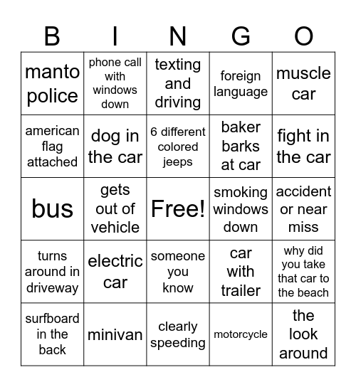 Barnegat Bingo Card