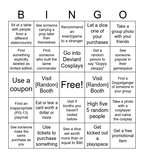 GenCon Bingo Card