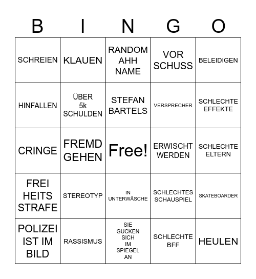 HILF MIR BINGO Card