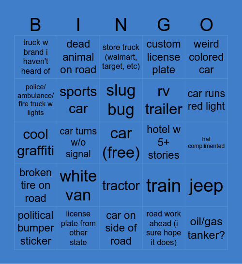 Main Event Bingo Card