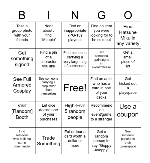 GENCON Bingo Card
