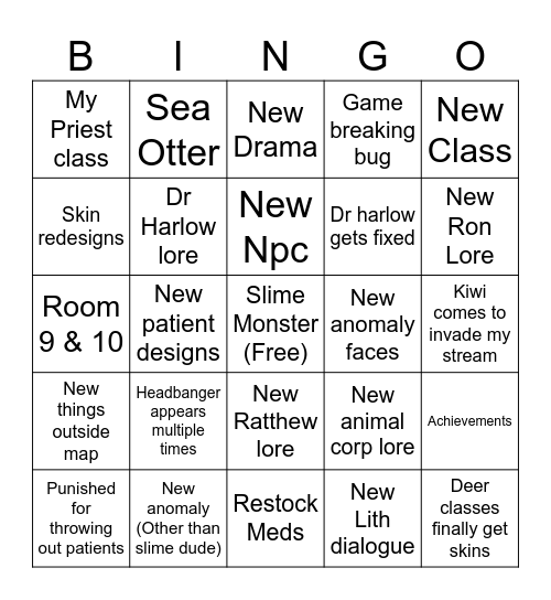Animal Hospital Update bingo Card