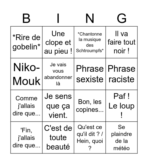 Loulou Bingo Card