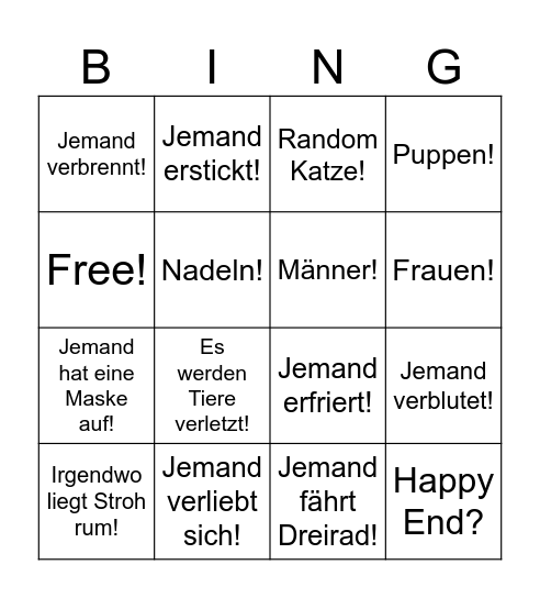 Die sechste Säge Bingo Card