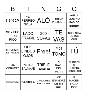 Bingo Musical Lucype Bingo Card