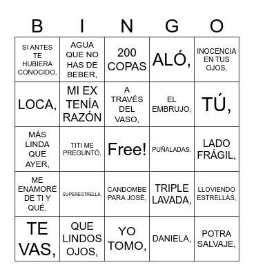 Bingo Musical Lucype Bingo Card