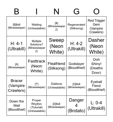 Gamer Bingo Card