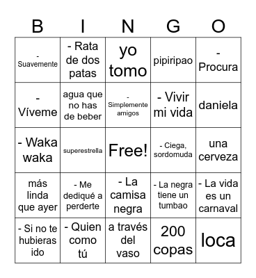 Bingo Musical Lucype Bingo Card