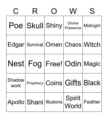 Crow bingo Card