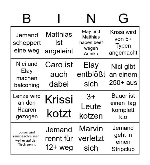 Malle Bingo Card