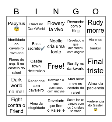 Deltarune. Bingo Card