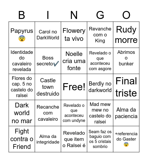 Deltarune. Bingo Card