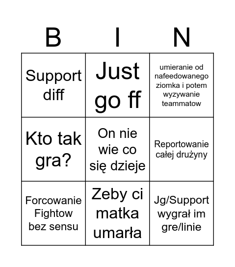 Kipakowskie Bingo Card