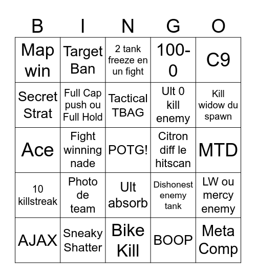 Bingo OW Bingo Card