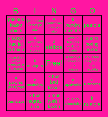 susitkimas su demonu Bingo Card