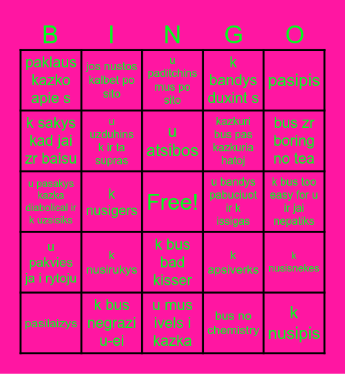 susitkimas su demonu Bingo Card