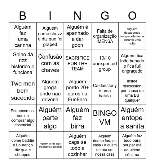 BINGO VM Bingo Card