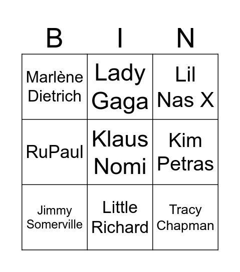 Bingo musical Bingo Card