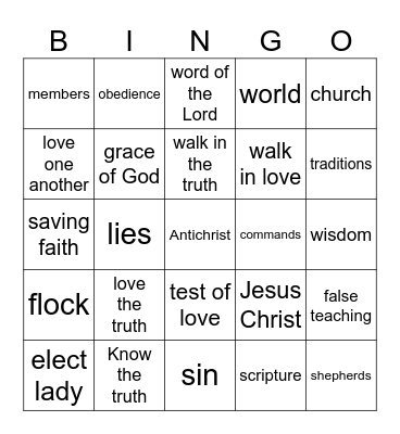Pastor Bingo Card
