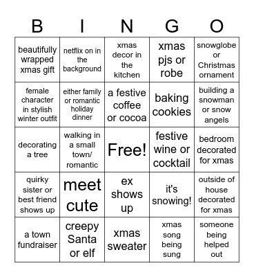 Christmas Movie Bingo Card