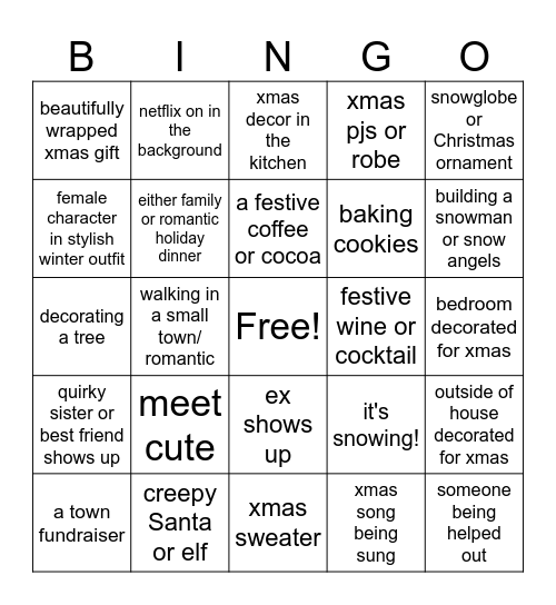 Christmas Movie Bingo Card