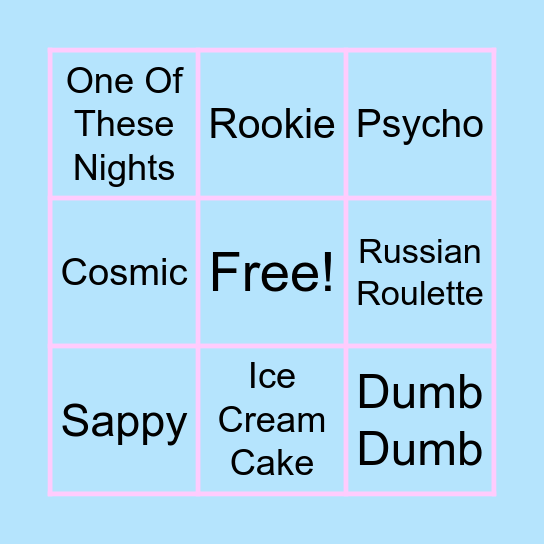 Bingo in Red & Velvet Bingo Card