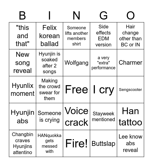 Stray kids concert beyond live Bingo Card