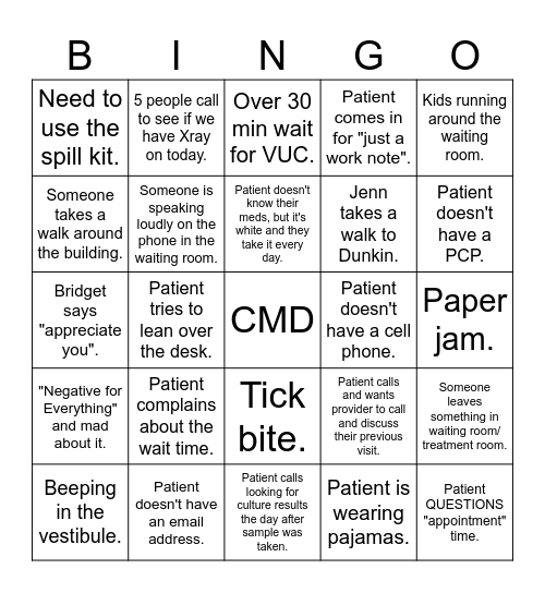 CMD BINGO Card
