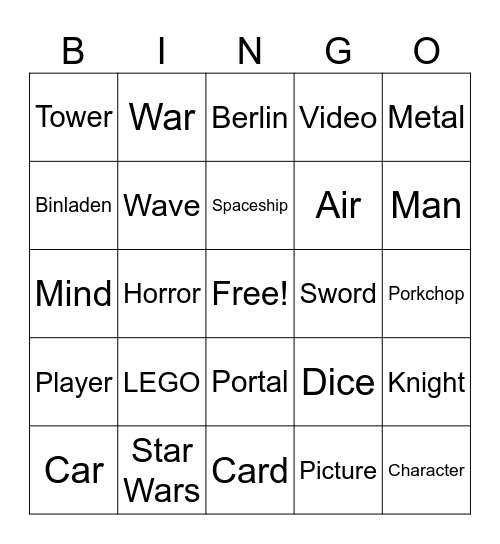 Infinite Craft Bingo Card