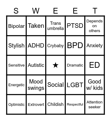 Sawyer Bingo Card