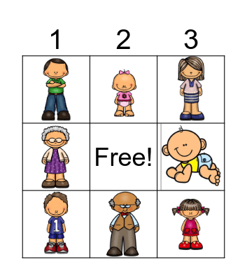 Family Members Bingo Card