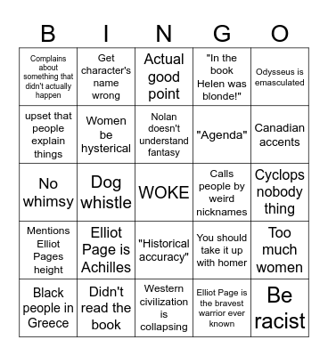 weird ugly dude odyssey review Bingo Card