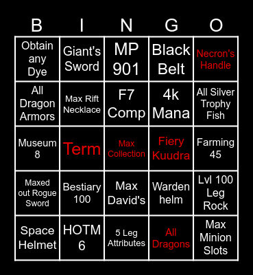 Skyblock Shenanigans Bingo Card