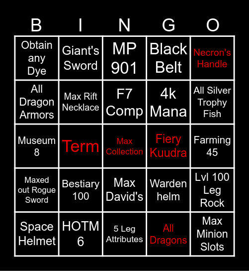 Skyblock Shenanigans Bingo Card