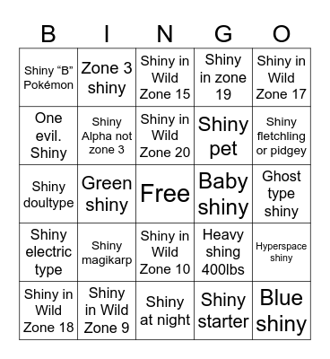 POKÉMON LEGENDS: Z-A SHINY BINGO Card
