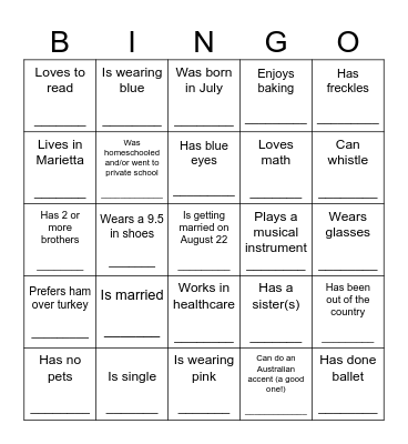 Find someone who... Bingo Card