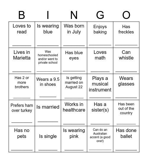 Find someone who... Bingo Card