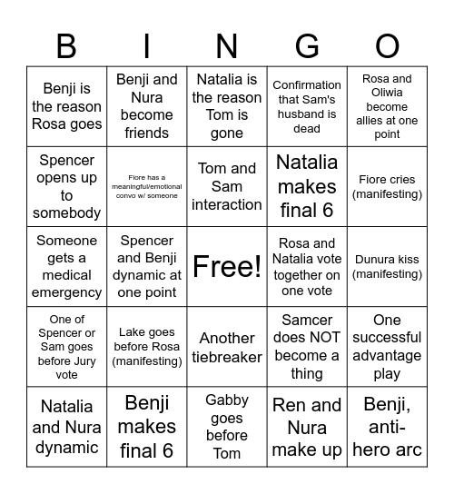 Disventure Camp POST comeback bingo Card